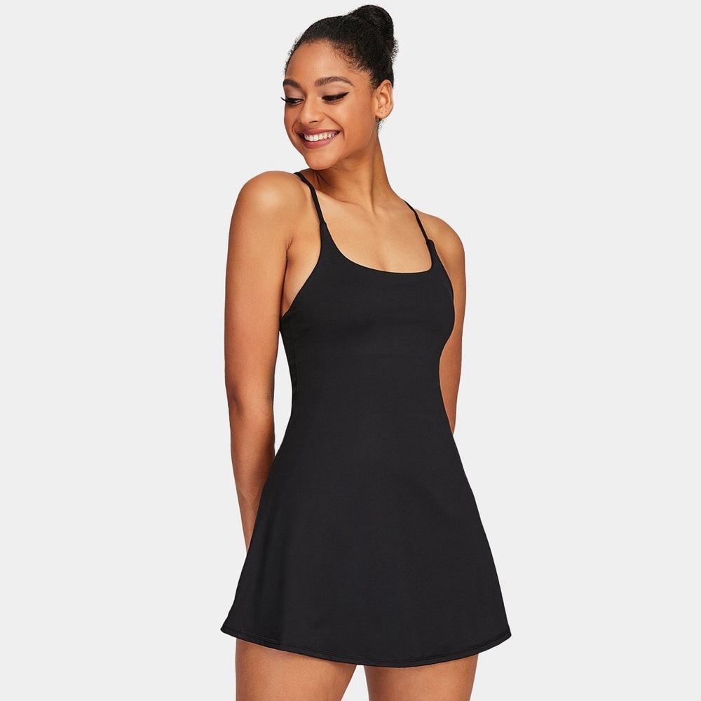 Halara Black Cross Back Athletic Dress Built in Shorts